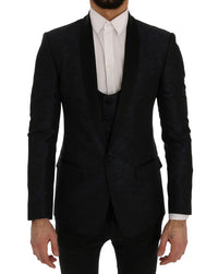 Thumbnail for Elegant Blue & Black Slim Fit Suit Ensemble