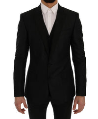 Thumbnail for Elegant Black and Blue Silk Blend Blazer Set
