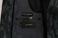 Thumbnail for Blue Camouflage Trench Coat Elegance