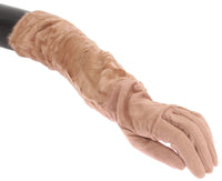 Thumbnail for Elegant Beige Suede Elbow-Length Gloves