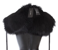 Thumbnail for Black Fox Fur Shoulder Wrap Cover Collar Scarf