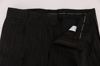 Thumbnail for Elegant Brown Striped Dress Trousers