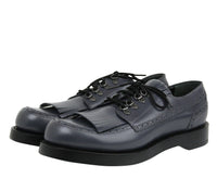 Thumbnail for Gucci Men's Fringed Brogue Bluish Gray Leather Lace-up Shoes