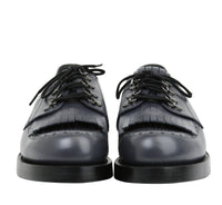 Thumbnail for Gucci Men's Fringed Brogue Bluish Gray Leather Lace-up Shoes