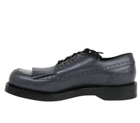 Thumbnail for Gucci Men's Fringed Brogue Bluish Gray Leather Lace-up Shoes