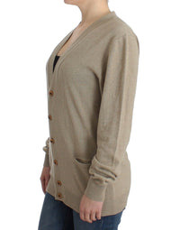 Thumbnail for Beige Cardigan Wool Cashmere Sweater Knit