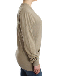 Thumbnail for Beige Cardigan Wool Cashmere Sweater Knit