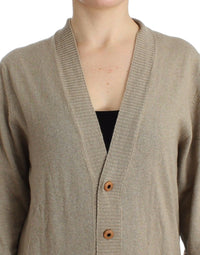 Thumbnail for Beige Cardigan Wool Cashmere Sweater Knit
