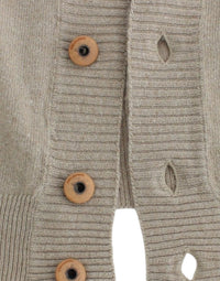 Thumbnail for Beige Cardigan Wool Cashmere Sweater Knit