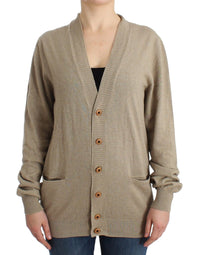 Thumbnail for Beige Cardigan Wool Cashmere Sweater Knit