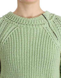 Thumbnail for Green Cropped Knit Sweater Knitted Jumper