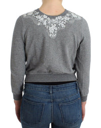 Thumbnail for Lingerie Gray Lace Sweater Cardigan Top
