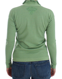 Thumbnail for Green Wool Blend Striped Long Sleeve Sweater