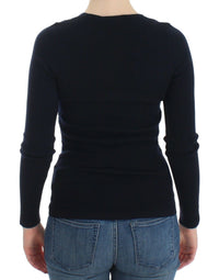 Thumbnail for Blue Knitted Wool Stretch Sweater Top