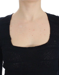Thumbnail for Blue Knitted Wool Stretch Sweater Top