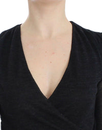 Thumbnail for Black Wool Blend Stretch Long Sleeve Sweater