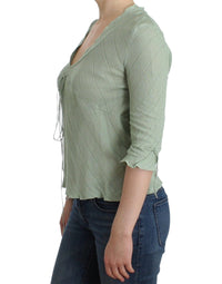 Thumbnail for Green Lightweight Knit Sweater Top Blouse