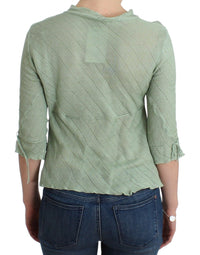 Thumbnail for Green Lightweight Knit Sweater Top Blouse