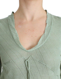 Thumbnail for Green Lightweight Knit Sweater Top Blouse