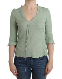 Thumbnail for Green Lightweight Knit Sweater Top Blouse