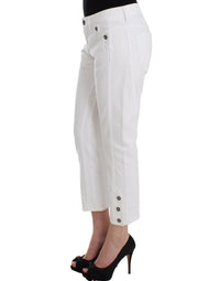 Thumbnail for White Cropped Jeans Denim Pants Branded Capri