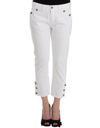 Thumbnail for White Cropped Jeans Denim Pants Branded Capri