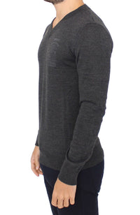 Thumbnail for Chic Gray V-Neck Wool Blend Pullover Sweater