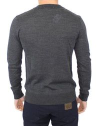 Thumbnail for Chic Gray V-Neck Wool Blend Pullover Sweater