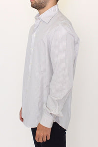Thumbnail for Elegant White and Gray Striped Cotton Shirt