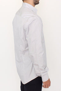 Thumbnail for Elegant White and Gray Striped Cotton Shirt