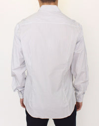 Thumbnail for Elegant White and Gray Striped Cotton Shirt