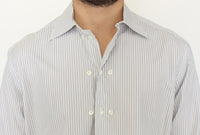 Thumbnail for Elegant White and Gray Striped Cotton Shirt
