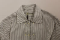 Thumbnail for Elegant White and Gray Striped Cotton Shirt