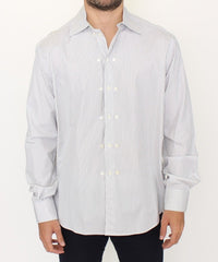 Thumbnail for Elegant White and Gray Striped Cotton Shirt