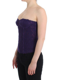 Thumbnail for Purple Lace Silk Blend Bustier Corset