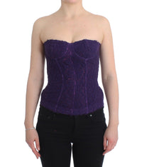 Thumbnail for Purple Lace Silk Blend Bustier Corset