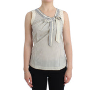 Thumbnail for Chic Striped Cotton-Silk Bow Top