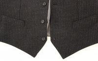 Thumbnail for Gray Striped Wool Dress Vest Gilet