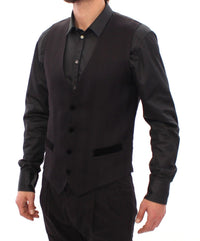 Thumbnail for Elegant Black Wool Silk Blend Dress Vest
