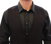 Thumbnail for Elegant Black Wool Silk Blend Dress Vest