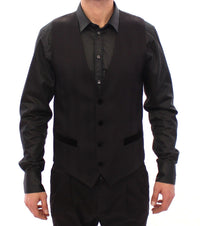 Thumbnail for Elegant Black Wool Silk Blend Dress Vest