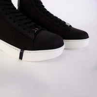 Thumbnail for Elevated Chic Suede High Sneakers in Black and White