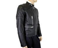 Thumbnail for Burberry Men's Black Leather Diamond Quilted Biker Jacket