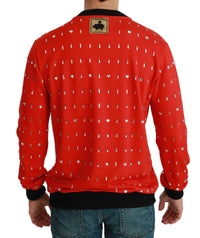 Thumbnail for Elegant Red Crystal-Embellished Pullover Sweater