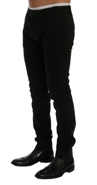 Thumbnail for Elegant Slim Fit Black Cotton Trousers