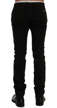 Thumbnail for Elegant Slim Fit Black Cotton Trousers
