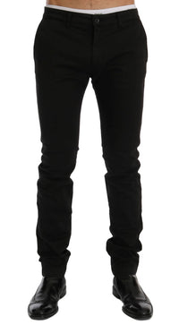 Thumbnail for Elegant Slim Fit Black Cotton Trousers