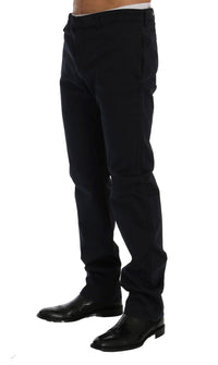 Thumbnail for Sleek Blue Cotton Stretch Pants for Men