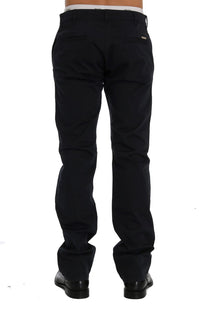 Thumbnail for Sleek Blue Cotton Stretch Pants for Men