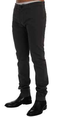 Thumbnail for Elegant Slim-Fit Gray Cotton Trousers